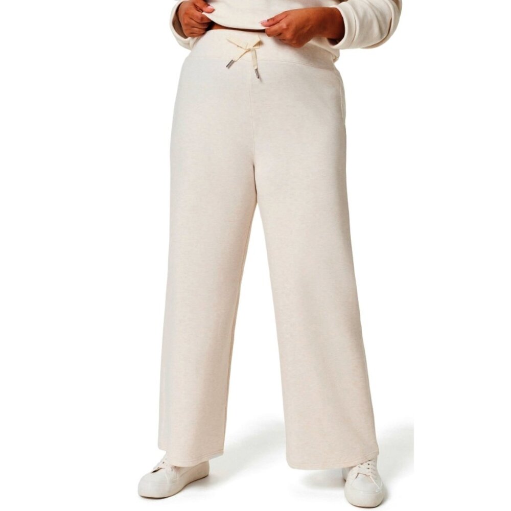 Spanx AirEssentials Cropped Wide Leg Pants Oatmeal Heather High-Rise Trousers XL